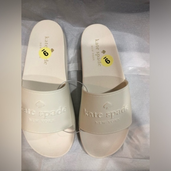 Kate Spade sunny white monogrammed rubber‎ slides size 9 brand new - Picture 1 of 8